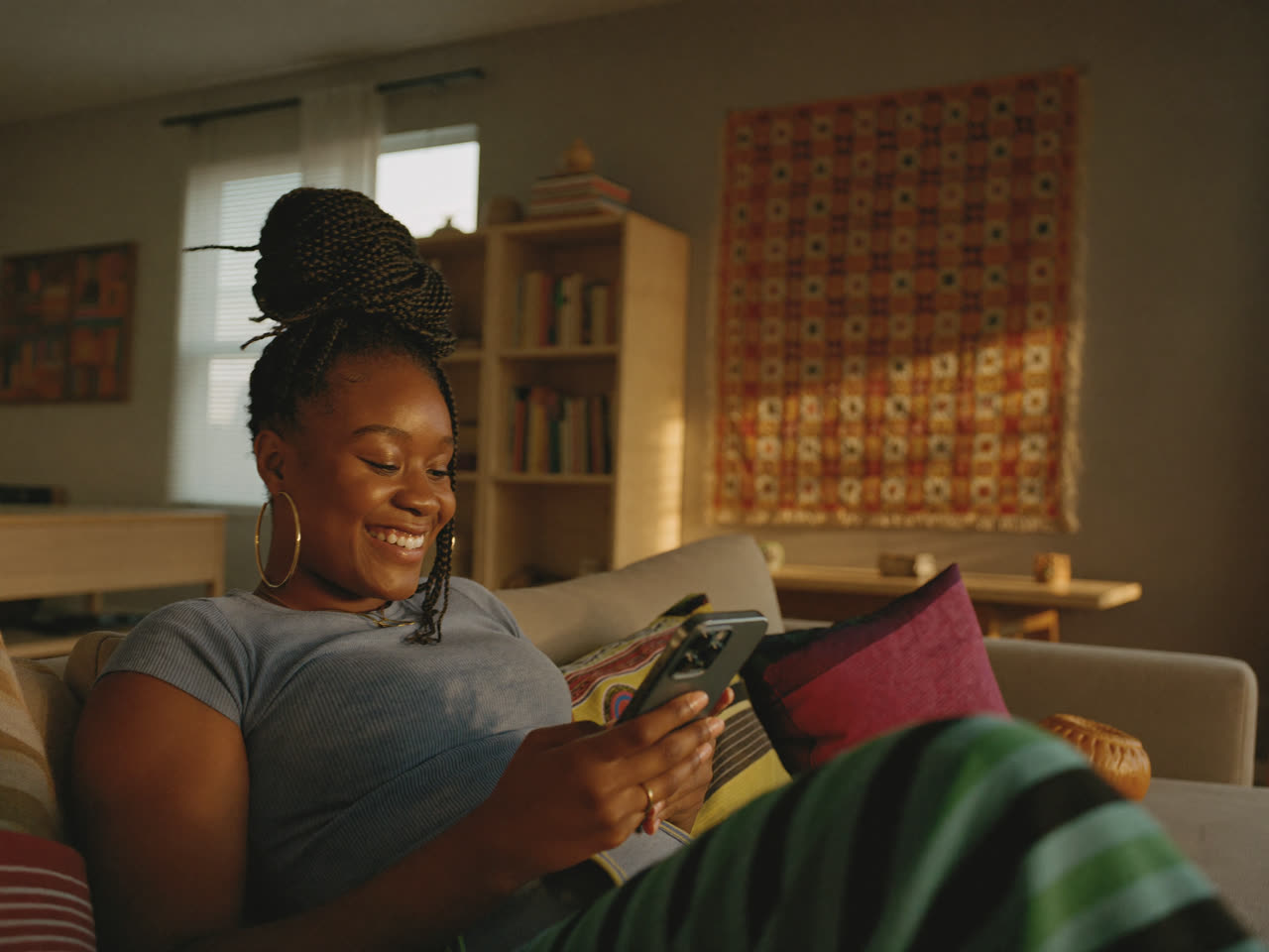 Shopping from home on a phone